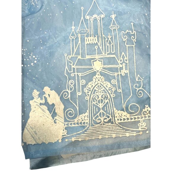 Cinderella Halloween Costume Dress With Glitter Castle Design For Girls - Picture 6 of 12